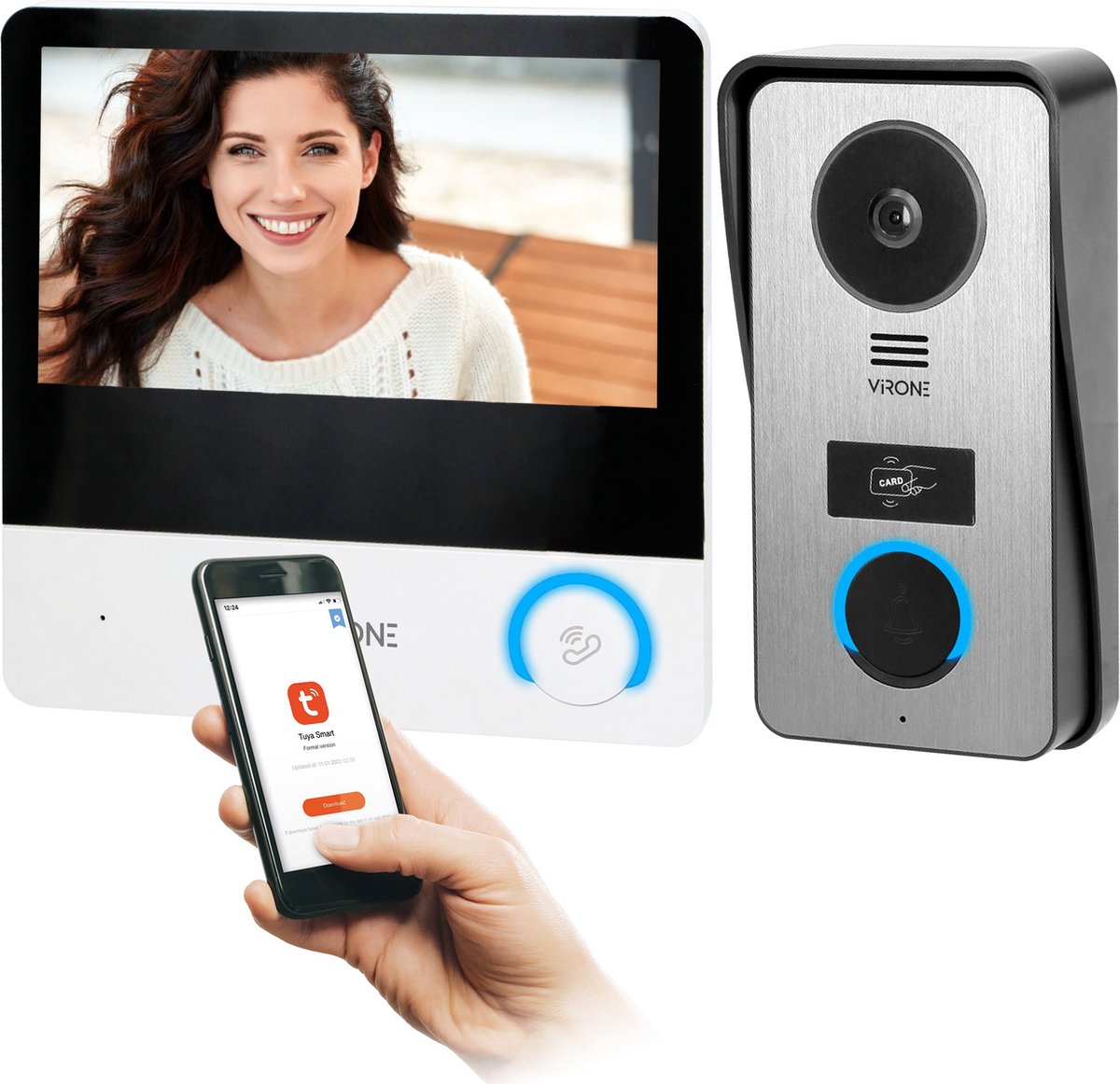 PAVONIS videodeurintercomset 7" Wi-Fi touchscreen Smart deurbel