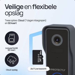 Protectly Slimme Draadloze Video Deurbel 2K Ultra HD