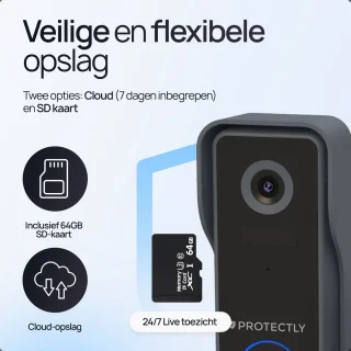 Protectly Slimme Draadloze Video Deurbel 2K Ultra HD