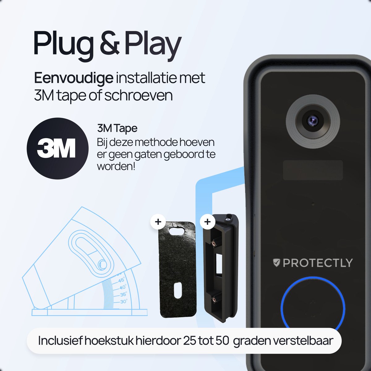 Protectly Slimme Draadloze Video Deurbel 2K Ultra HD