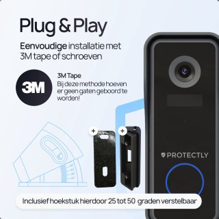 Protectly Slimme Draadloze Video Deurbel 2K Ultra HD