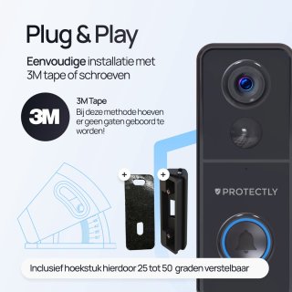 Protectly Slimme Draadloze Video Deurbel 4K Ultra HD met 64GB SD en Gong