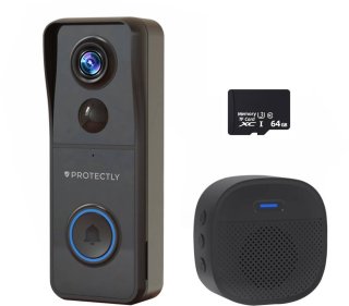 Protectly Slimme Draadloze Video Deurbel 4K Ultra HD met 64GB SD en Gong