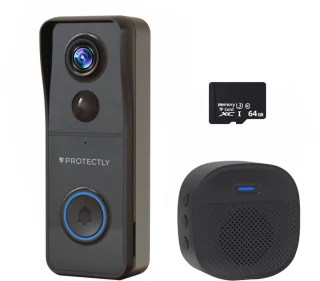 Protectly Slimme Draadloze Video Deurbel 4K Ultra HD met 64GB SD en Gong