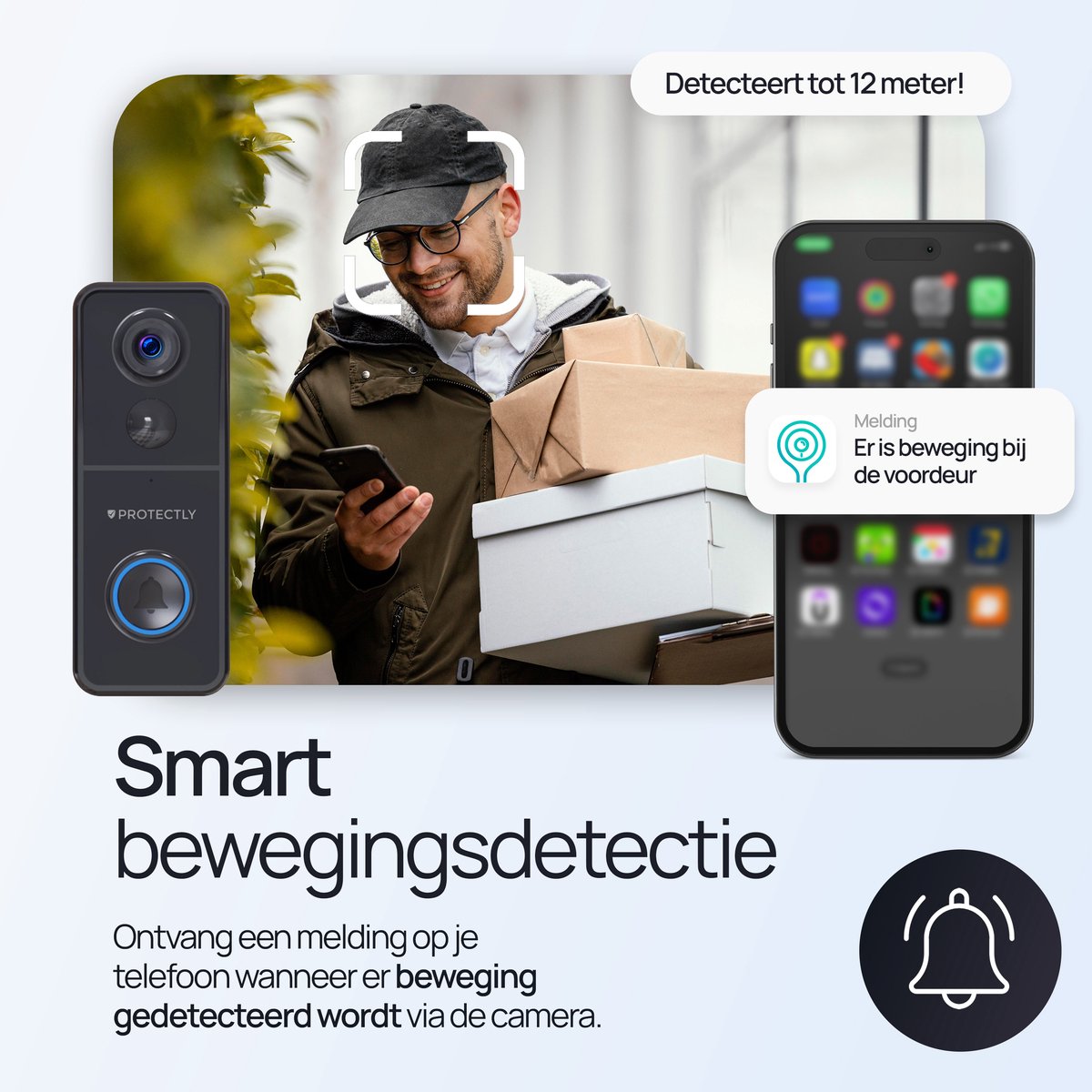 Protectly Slimme Draadloze Video Deurbel 4K Ultra HD met 64GB SD en Gong