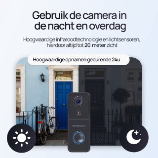 Protectly Slimme Draadloze Video Deurbel 4K Ultra HD met 64GB SD en Gong