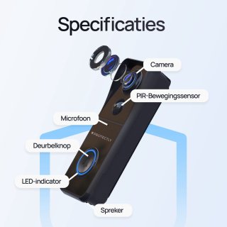 Protectly Slimme Draadloze Video Deurbel 4K Ultra HD met 64GB SD en Gong