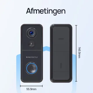 Protectly Slimme Draadloze Video Deurbel 4K Ultra HD met 64GB SD en Gong