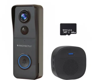 Protectly Slimme Draadloze Video Deurbel 4K Ultra HD met 64GB SD en Gong