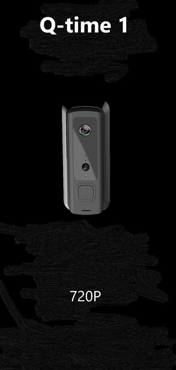 Q-time 1 HD720P Draadloze Slimme Deurbel Inclusief 2 Accu’s en Gong