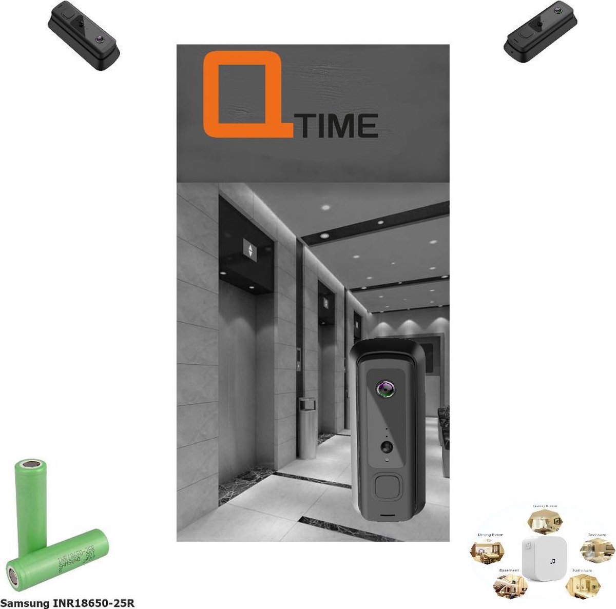 Q-time 2 Ultra HD1080P Draadloze Slimme Deurbel Inclusief 2 Accu’s en Gong