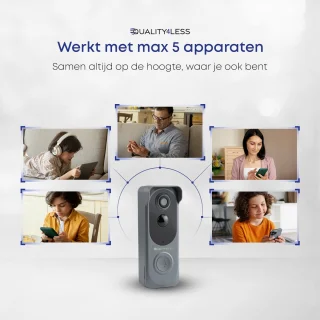 Quality4Less™ Slimme Draadloze Video Deurbel Ultra HD Grijs
