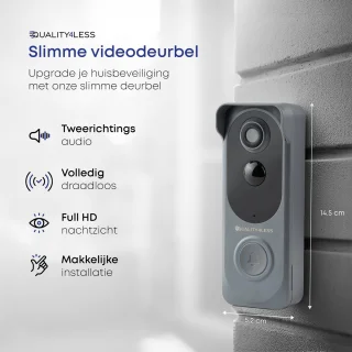 Quality4Less™ Slimme Draadloze Video Deurbel Ultra HD Grijs