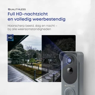Quality4Less™ Slimme Draadloze Video Deurbel Ultra HD Grijs