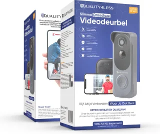 Quality4Less™ Slimme Draadloze Video Deurbel Ultra HD Grijs