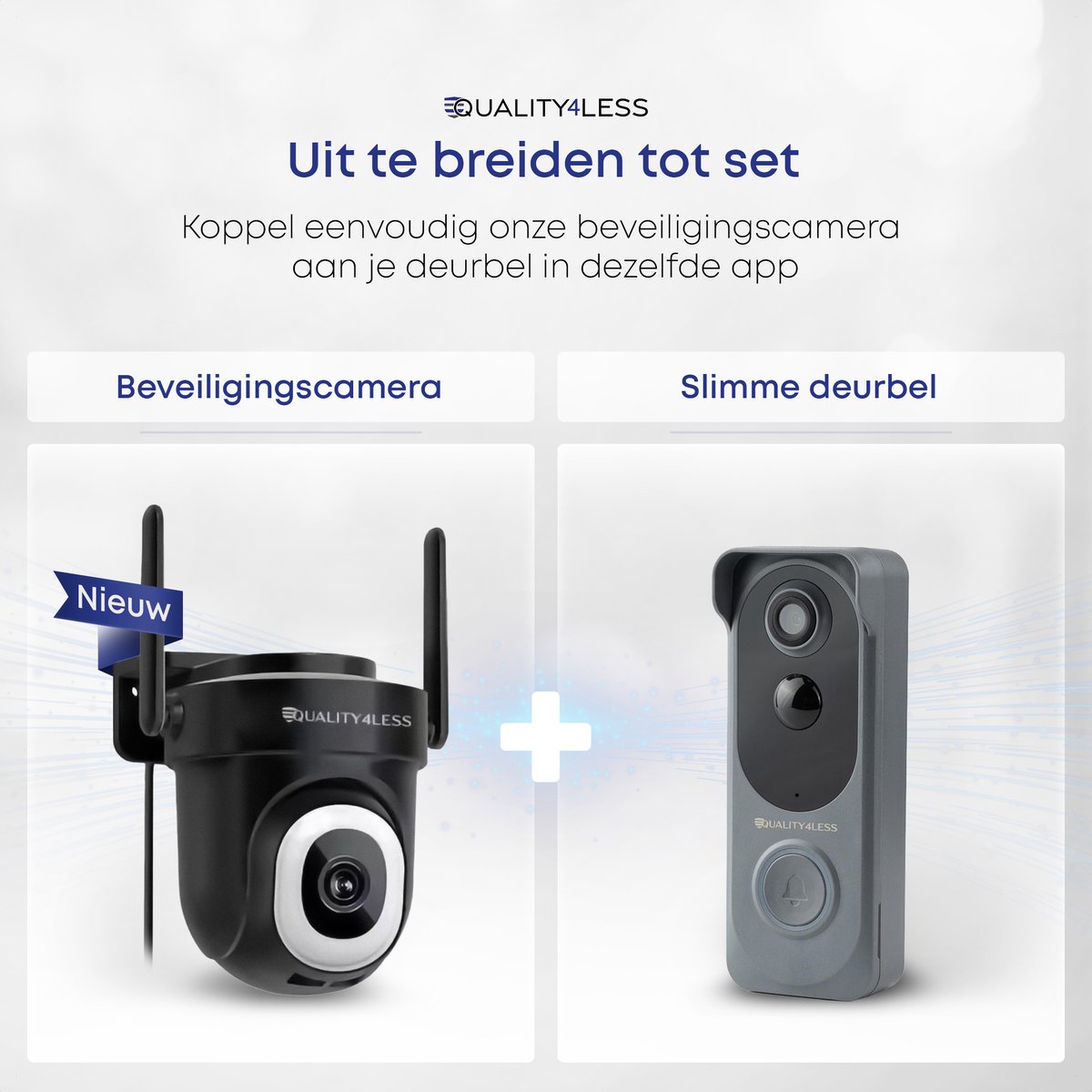 Quality4Less™ Slimme Draadloze Video Deurbel Ultra HD Grijs