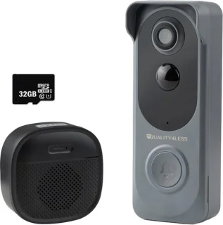 Quality4Less™ Slimme Draadloze Video Deurbel Ultra HD Grijs