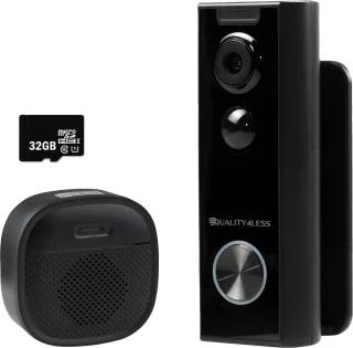 Quality4Less Slimme Draadloze Video Deurbel Ultra HD Zwart