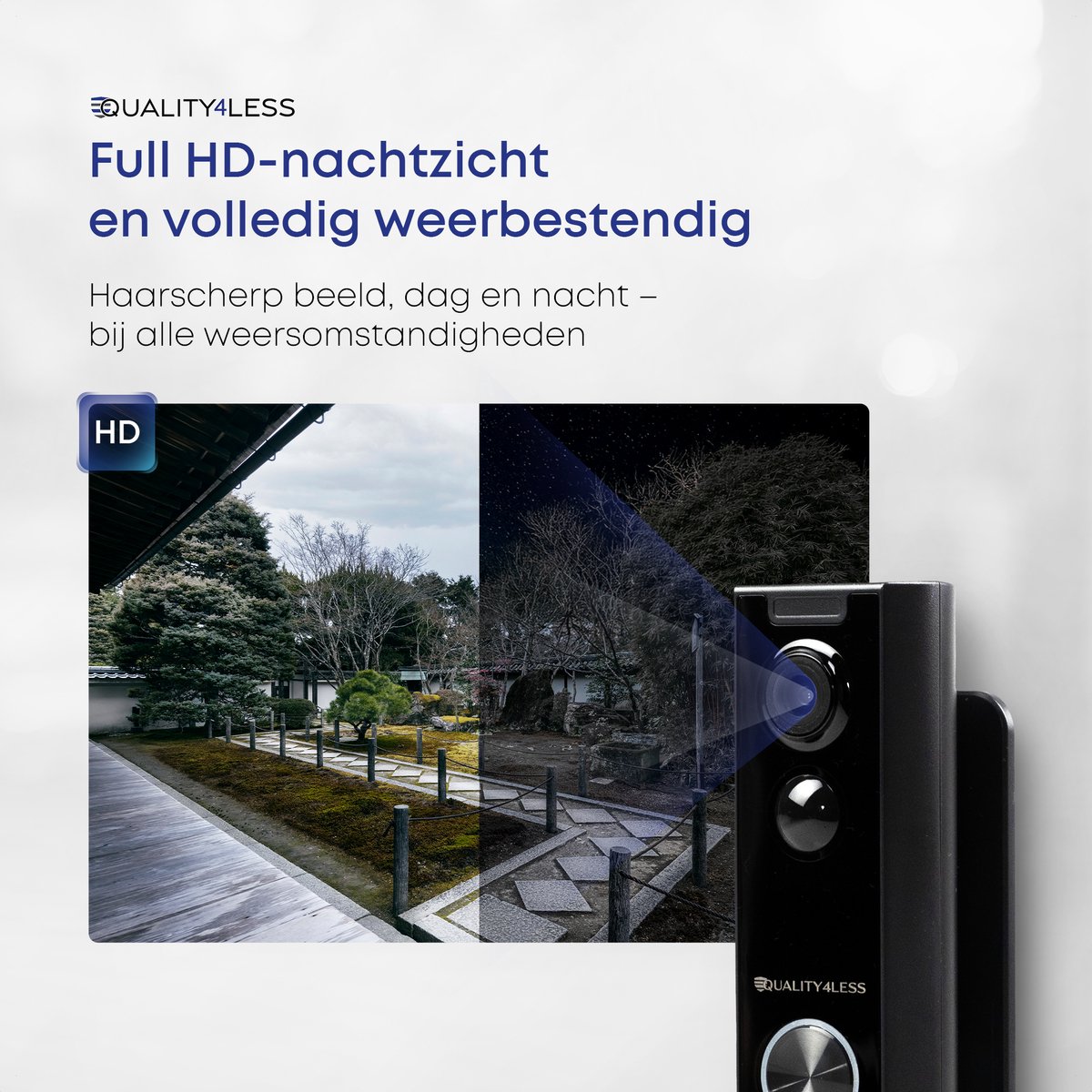Quality4Less Slimme Draadloze Video Deurbel Ultra HD Zwart