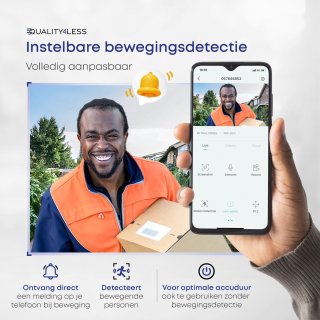 Quality4Less Slimme Draadloze Video Deurbel Ultra HD Zwart