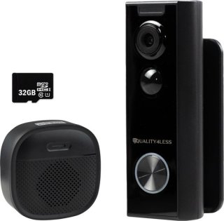 Quality4Less Slimme Draadloze Video Deurbel Ultra HD Zwart