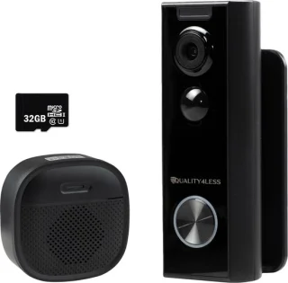 Quality4Less Slimme Draadloze Video Deurbel Ultra HD Zwart