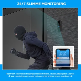 REFTTENW Slimme Draadloze Deurbel Zwart