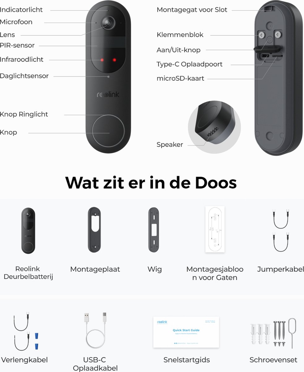 Reolink 2K 4MP Batterij Videodeurbel