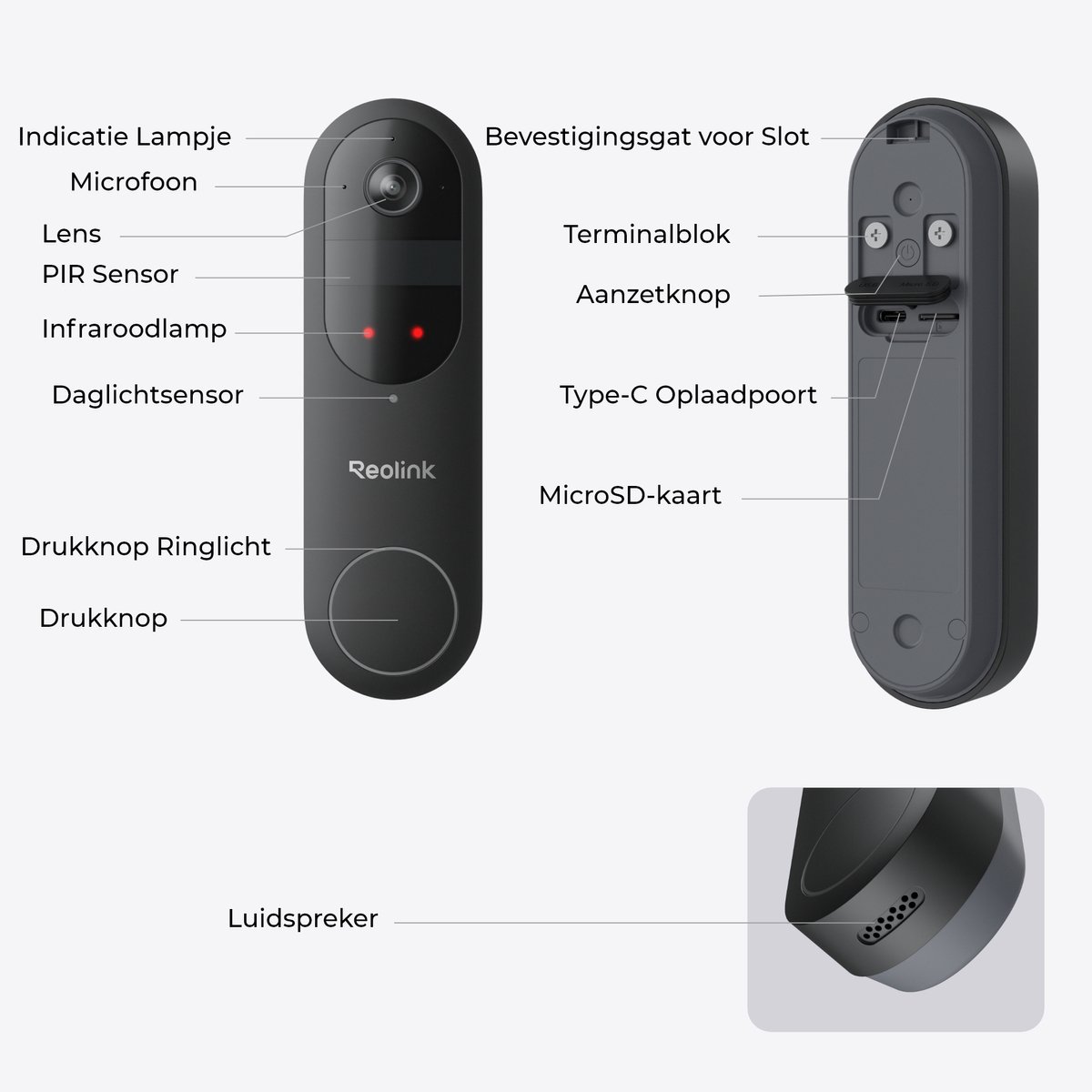Reolink 2K 4MP Batterij Videodeurbel Wit