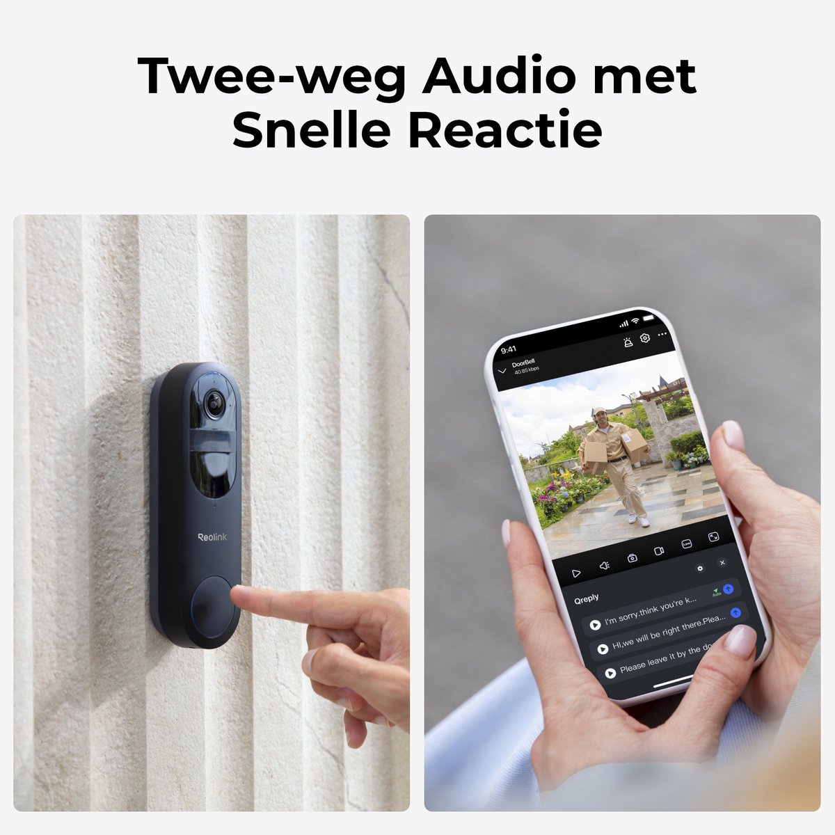 Reolink 2K 4MP Batterij Videodeurbel Wit