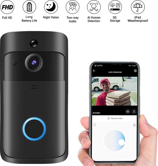 Ring Video Deurbel Draadloos Zwart v5 Inclusief Accu en Binnenbel review