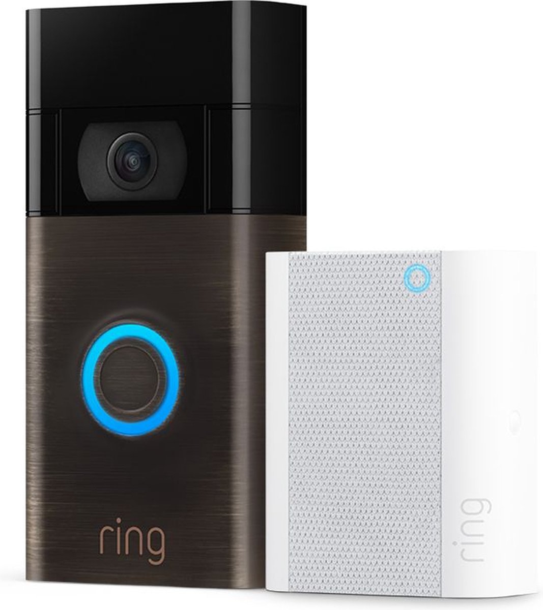 De Ring Video Doorbell 2nd Gen Venetian Bronze met Chime in één oogopslag