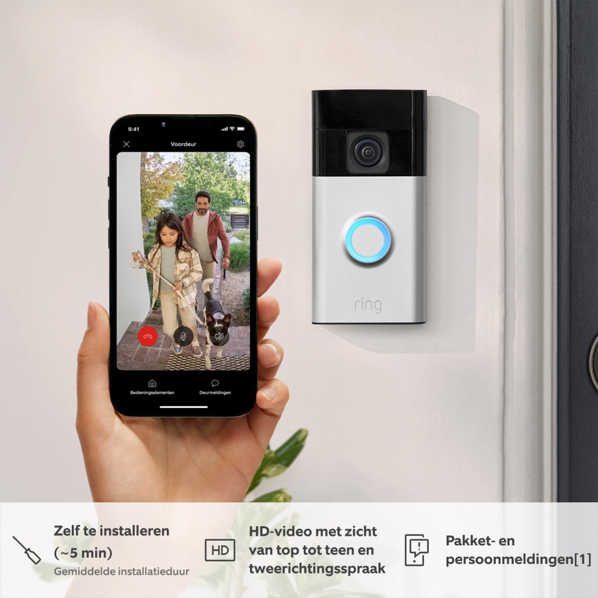 Ring Video Doorbell Batterij Draadloos Zilver 1440p