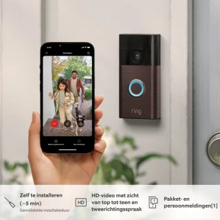 Ring Video Doorbell Battery Bundel met Chime en Binnencamera