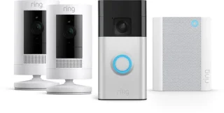 Complete draadloze beveiligingsbundel: Ring Video Doorbell (Battery) + 2x Stick Up Cam + Chime