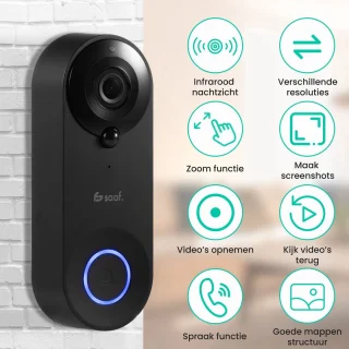 Saaf Video Deurbel Draadloos Zwart 128GB