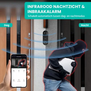 Saaf Video Deurbel Draadloos Zwart 128GB