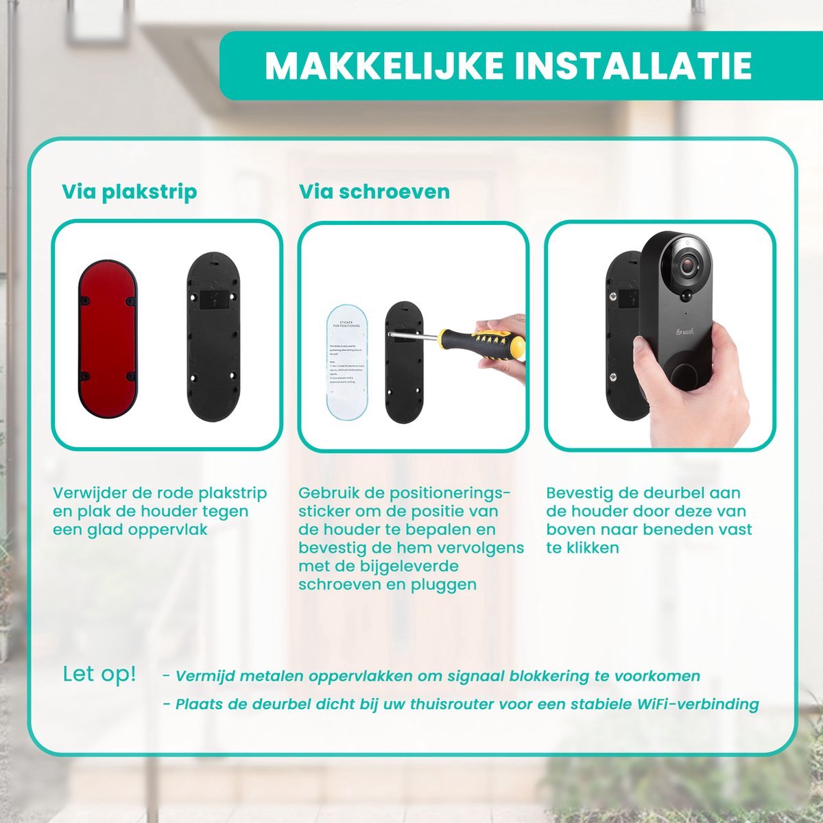 Saaf Video Deurbel Draadloos Zwart 128GB
