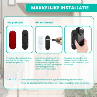 Saaf Video Deurbel Draadloos Zwart 128GB