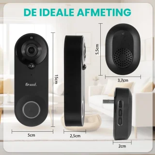 Saaf Video Deurbel Draadloos Zwart 128GB