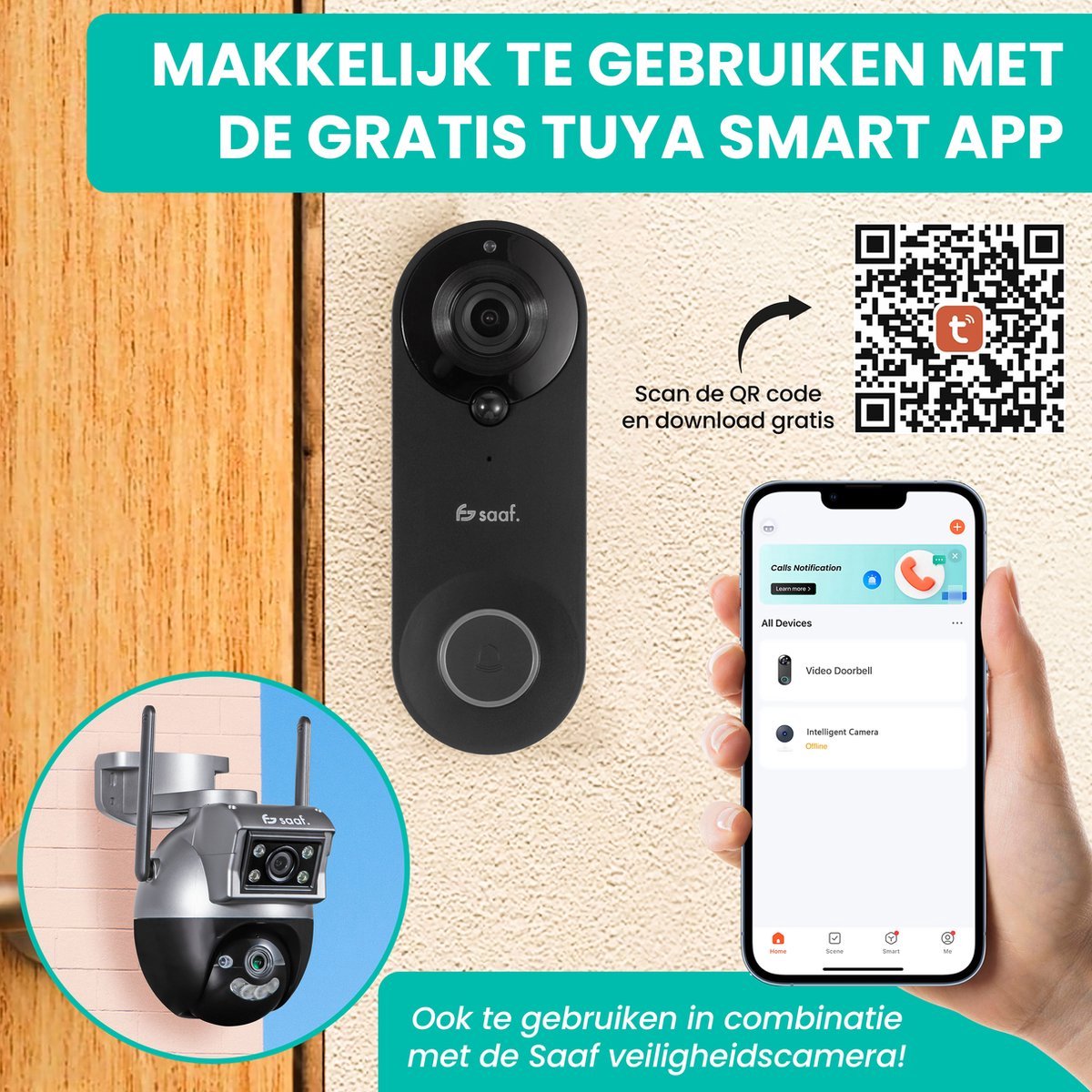 Saaf Video Deurbel Draadloos Zwart 128GB