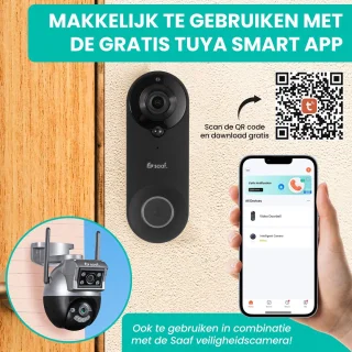Saaf Video Deurbel Draadloos Zwart 128GB