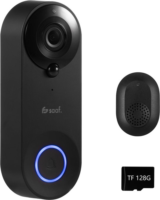 Saaf Video Deurbel Draadloos Zwart 128GB