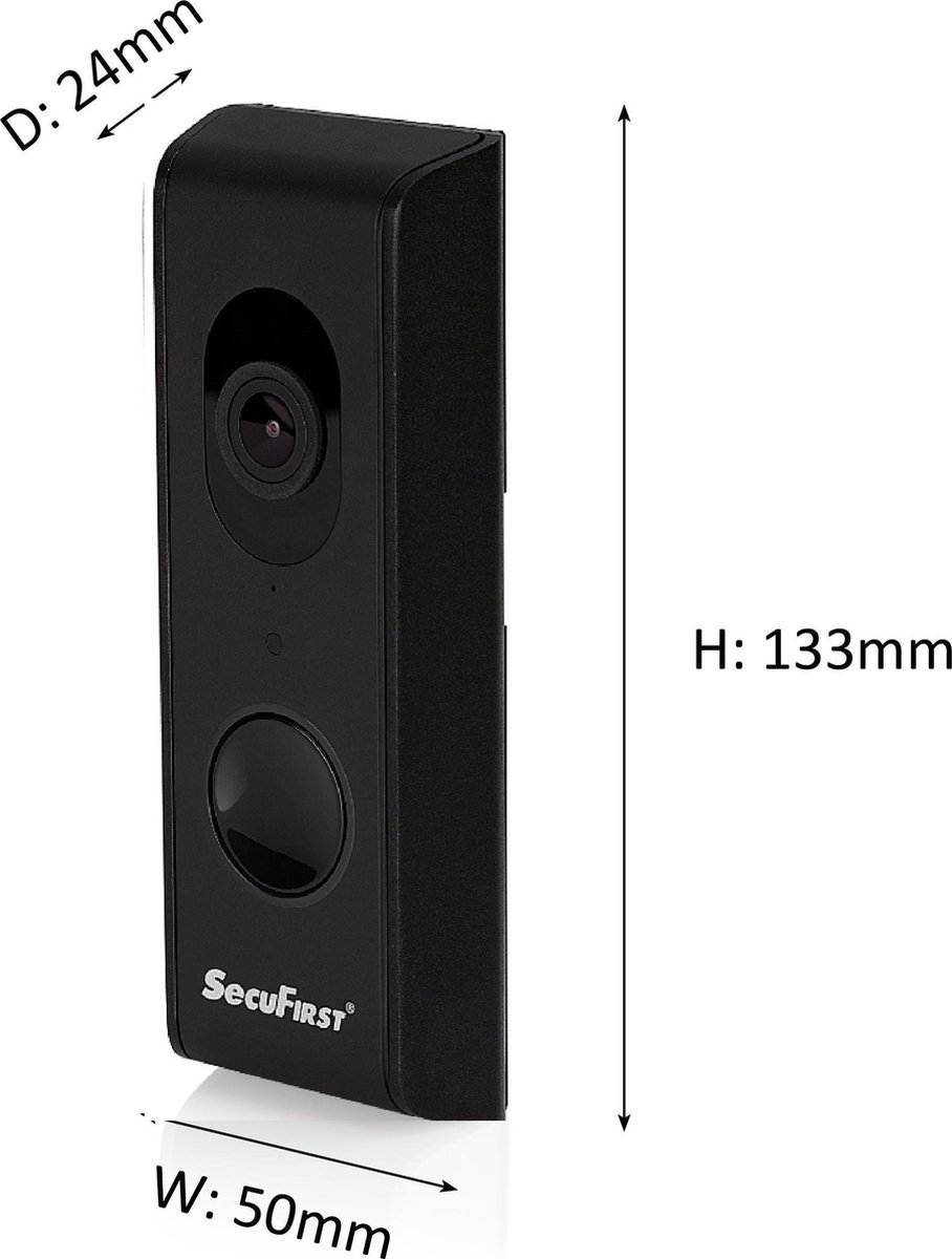 SecuFirst DID701BB+ Slimme Video Deurbel Zwart 1080P met Samsung 128GB