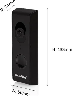 SecuFirst DID701BB+ Slimme Video Deurbel Zwart 1080P met Samsung 128GB