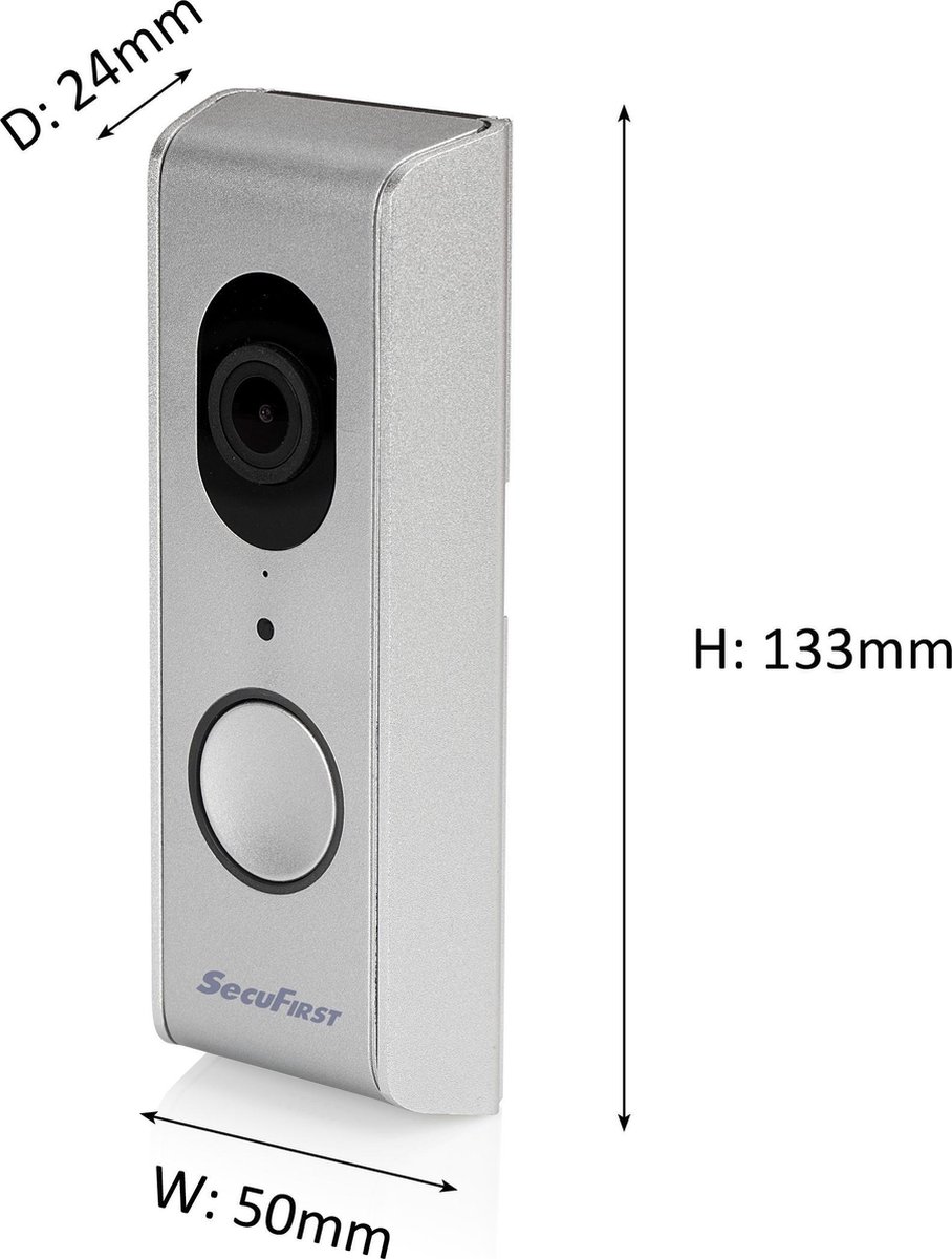 SecuFirst DID701S Video Deurbel met Camera en Draadloze Gong Zilver Grijs