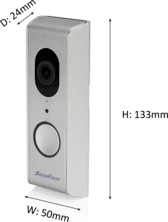 SecuFirst DID701S Video Deurbel met Camera en Draadloze Gong Zilver Grijs