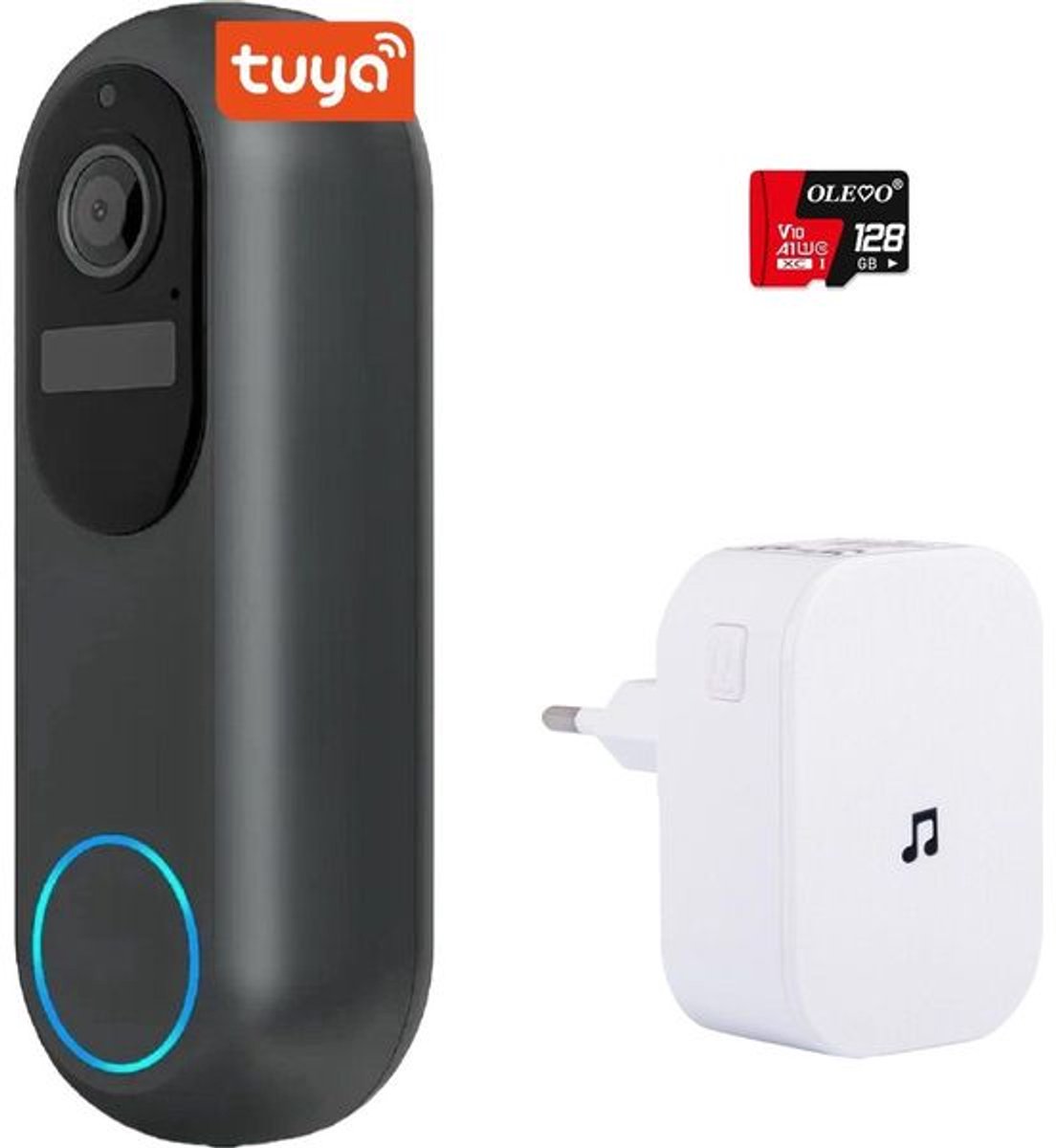 Slimme Deurbel met Camera 1080P HD WiFi Waterdicht 64GB SD-kaart Chime