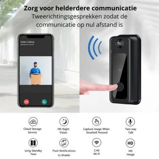 Slimme Deurbel met Camera HD - Draadloos - 125° Groothoek