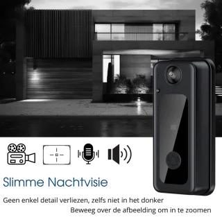 Slimme Deurbel met Camera HD - Draadloos - 125° Groothoek